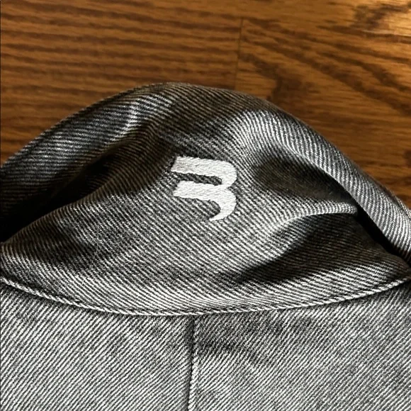 Balenciaga Black Denim Bomber Jacket with Red Accents - Picture 6 of 7